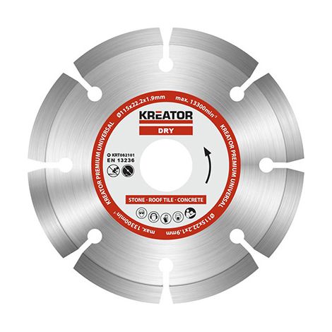 Disco diamantato cemento, pietra - Foro 22,2 mm 1 disco 115 mm 1,9 mm KREATOR (1/3)