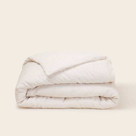 Housse de couette en Coton lin et fines rayures naturelles ELIE (1/4)