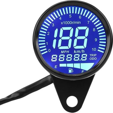 Motorrad-Tachometer, Kilometerzähler, Drehzahlmesser, 66 mm Universal-Digital-LED-Drehzahlmesser, Kilometerzähler, Tachometer, Schwarz (1/5)