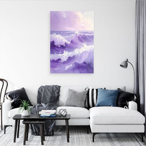 Wandbild Meer und Wellen Moderne Pastell Landschaft Lila 70x100 (1/4)