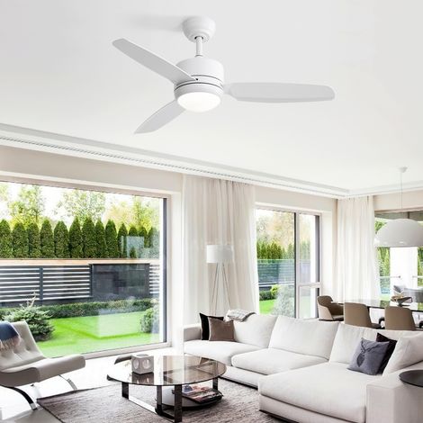 Ventilateur de plafond 117 cm nouveau design – Avec LED, 3 pales ABS, 6 vitesses, moteur DC haut rendement , 116.8 x 116.8 x 54 cm (1/5)