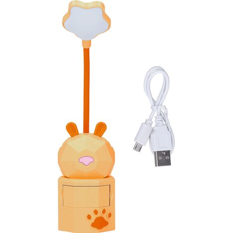 Lampe de bureau enfant lapin, lumière chaude, flexible, rechargeable USB, boîte de rangement, durable et sûre, éclairage directionnel, jaune. (1/5)