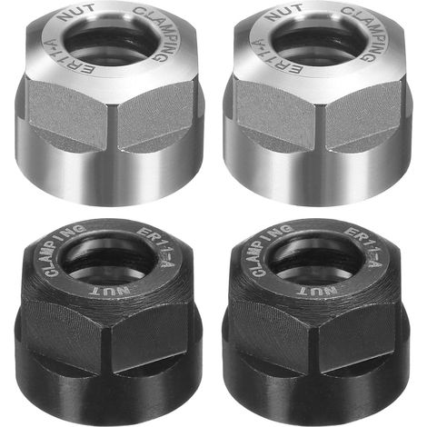 Stück ER11-A (M14) Spannmuttern mit dynamischen Ausgleichsbohrungen, 40Cr-Legierungsstahl für CNC-Drehmaschinenfutter, Werkzeughalter, Schwarz & Glanzsilber (1/5)