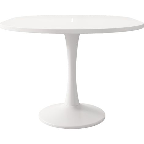 Tavolo da pranzo allungabile ovale 100/140 x 100 x 75 cm bianco MDF e ferro (1/5)