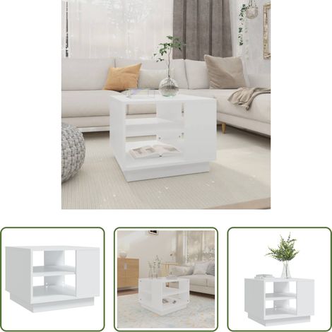 Wohnzimmer Couchtisch -  Couchtisch Weiß 55x55x43 cm Holzwerkstoff (1/5)