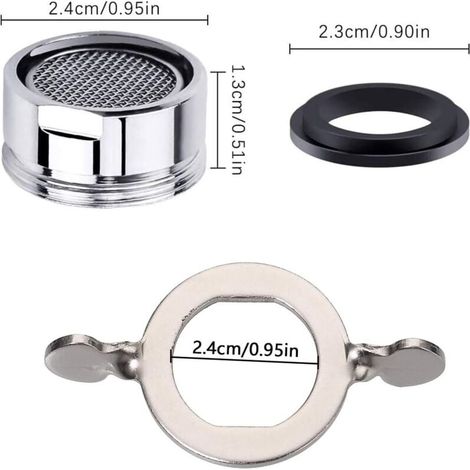 5er Set M24 Strahlregler - Wasserhahn - Außengewinde - Mischdüse mit Edelstahlfilter - Mit Chrom-Mischschlüssel - Für Wasserhähne