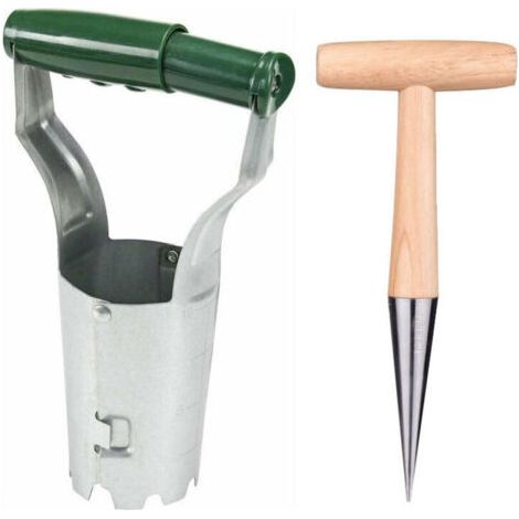 Ahlsen Plantoir à bulbes ，Pots de Fleurs à bulbes avec plantoir , plantoir pour bulbes de Plantation, Ensemble d'outils de Jardin pour Planter des Fleurs et semis，Lot de 2