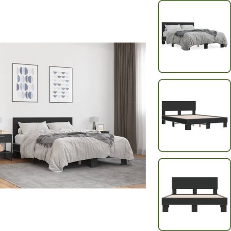 Cama de metal - vidaXL Estructura de cama madera de ingeniería y metal negro 140x190cm - Cama de ingeniería