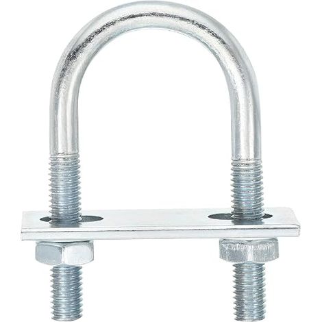 Boulons en U Ronds, 6 Ensembles de 35mm de Largeur Intérieure 75mm de Longueur M8 en Acier au Carbone Zingué U Boulon de Serrage avec Écrous et Plaques, pour Remorque de Bateau