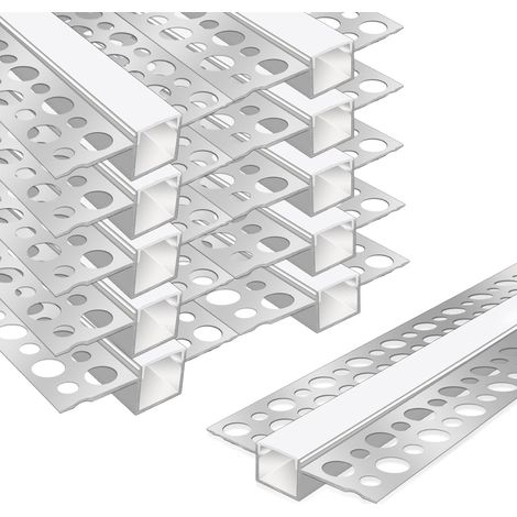 1.5 cm 1 m (3.3 ft) Recessed LED Strip Light Profile with Diffuser Milky White, Edgeless Aluminium LED Profile for Plasterboard Wall and Ceiling (1/5)