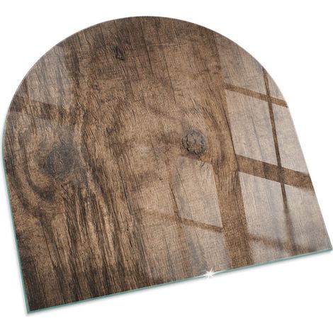 Plaque Carrée de protection en verre trempé pour cheminée protection contre les étincelles Motif de bois naturel 100x100 cm (1/5)