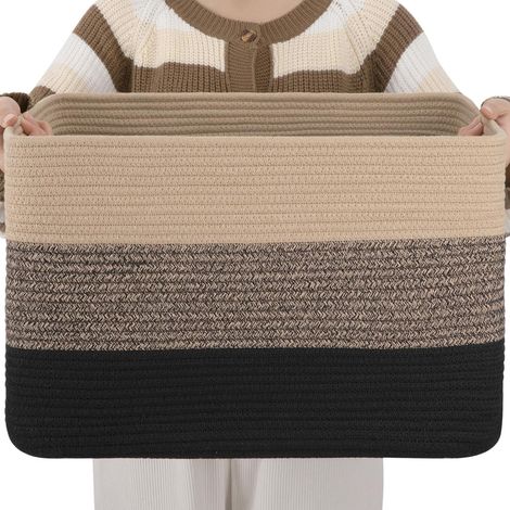 Panier de rangement pour vêtements de chambre à coucher, panier de rangement pour jouets et divers, 554330cm, trois pièces noir + kaki (1/3)