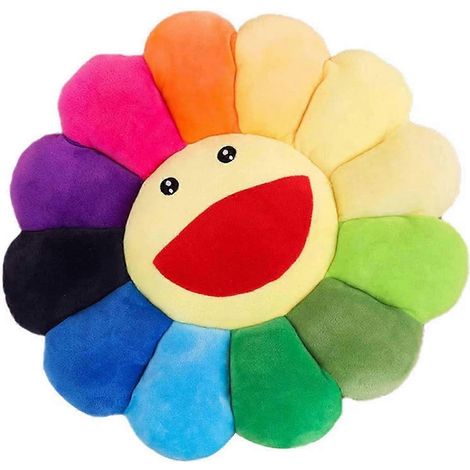 Coussin décoratif tournesol en peluche, coussin de sol Murakami avec fleur souriante, peluche tournesol colorée, coussin pour animaux de compagnie, chambre à coucher