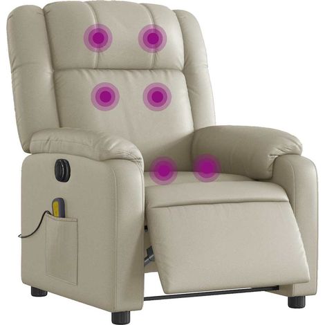 Sillón de masaje reclinable eléctrico cuero sintético crema vidaXL (1/5)