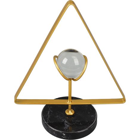 Décoration de table en fer, cadre géométrique triangulaire, boule en cristal imitation, ornement moderne pour bureau, salon et étude (1/5)
