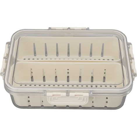 Aufbewahrungsbox für den Kühlschrank, Mehrzweckbehälter für Gemüse und Obst aus hochdichtem PET, für Picknicks in der Küche mit doppelten Abtropfkörben. (1/5)