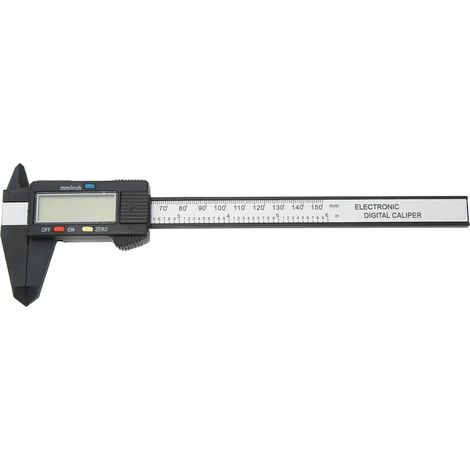 Calibro digitale elettronico con schermo LCD, 150 mm (6 pollici), conversione pollici/millimetri, PA66, nero -Crezuo