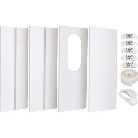 4PCS Kit de Plaque Fenêtre Climatiseur Mobile. Kit de Glissière de Fenêtre Climatiseur Portable. Kit Calfeutrage Fenêtre Coulissante Climatiseur Mobile (1/3)