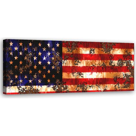 Tableau sur toile Drapeau américain 90x30 (1/5)