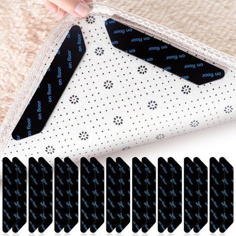 32 Pcs Anti Derapant Tapis, Anti Glisse Tapis, Réutilisable et Lavable Tapis Antidérapant, Anti Curling Carpet Grippers Coin, Rug Grippers pour Le Bois Stratifié Tuile Marbre Parquet Sols (1/5)