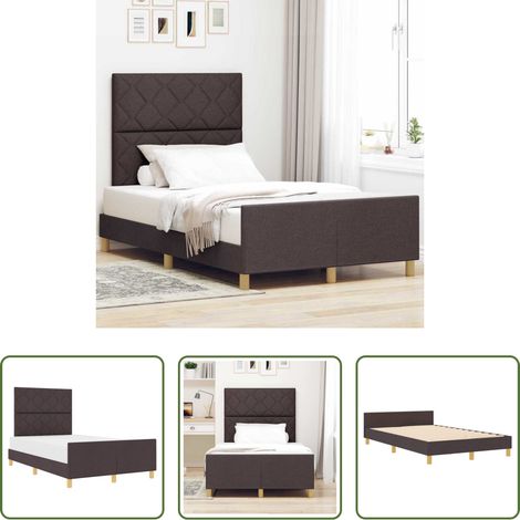 Stoffbett - Bettgestell mit Kopfteil Dunkelbraun 120 x 190 cm Stoff (1/5)