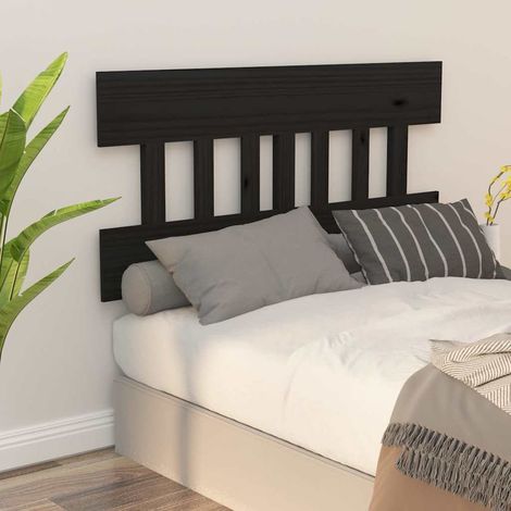 vidaXL Cabecero de cama madera maciza de pino negro 123,5x3x81 cm (1/5)