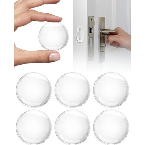 Butée de Poignée de Porte Murale, 6 x Butée de Porte Murale Transparent, Coussin de Protection Murale Ronde, Tampon Porte, Butee de Porte Adhesive, Amortisseur de Porte (1/5)