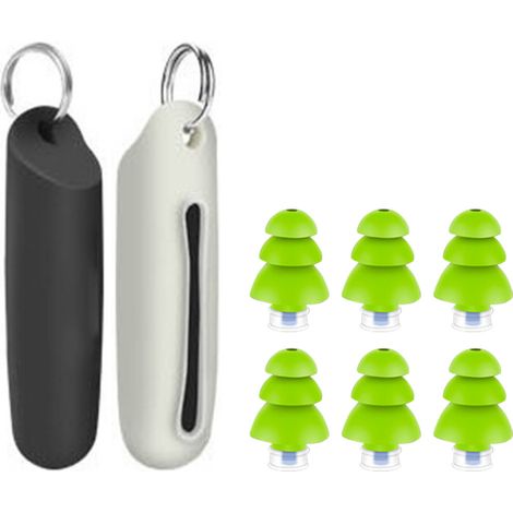 Boîte de 3 paires de bouchons d'oreilles en silicone antibruit, pour dormir en toute tranquillité. Isolants et silencieux, ils sont parfaits pour les résidences étudiantes et la natation. Couleur vert (1/4)
