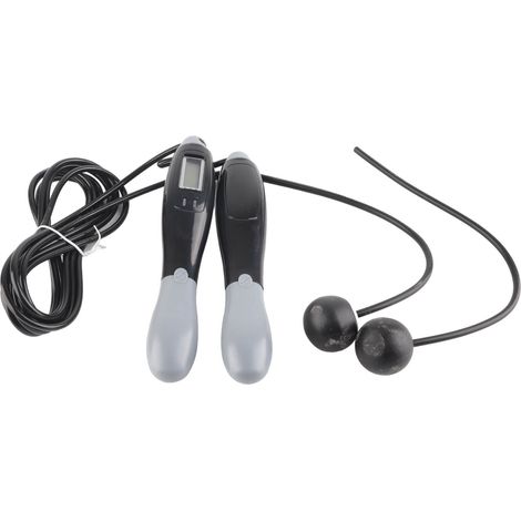Corde à sauter électronique sans fil avec compteur numérique, batterie rechargeable, grise, pour fitness et sports. (1/5)