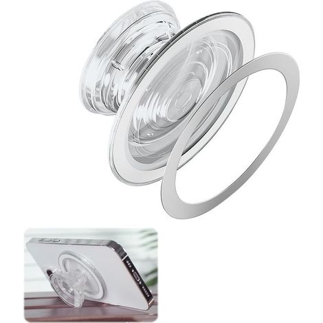 Base magnetica con impugnature per telefono, ultraleggera e resistente, supporto per cellulare ultraleggero e sottile, ampia compatibilità, accessorio trasparente opaco (1/5)