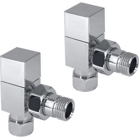 Warmehaus 15mm Pair of Square Angled Radiator Valves Chrome (1/3)