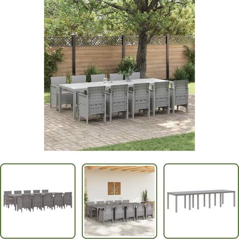 Salle à manger extérieur - Ensemble de salle à manger pour jardin 11 pcs Gris clair (1/5)