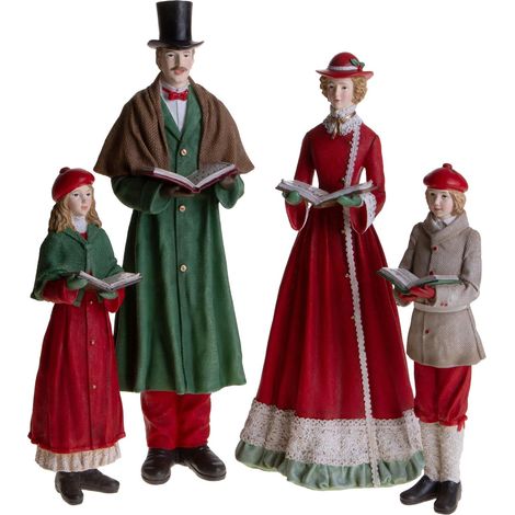 Set 4 Cantori di Natale 40 cm, statuine natalizie in tessuto da appoggio (1/3)