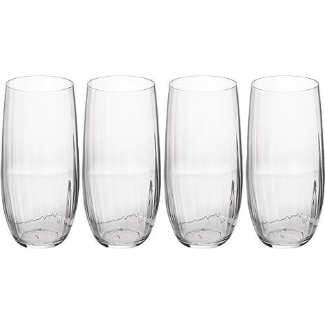 Mikasa Treviso Tall Tumbler de Glas, 400ml, Set de 4 klare bleifreie dünne Becher mit Welleneffekt für Feiern