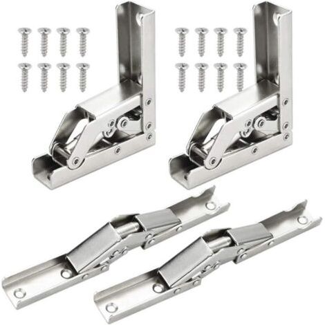 Charnières de Porte, Charnières étagère Pliables à 90 Degrés/180 Degrés, Charnières pour étagères Table Console Pliable, 4 pièces (1/5)