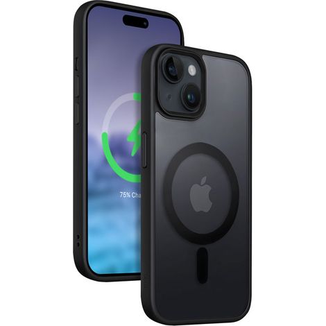 Crong Hybrid Frost MAG Cover - Custodia MagSafe per iPhone 15 Plus (Nero) (1/4)