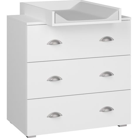 Kommode MIA 80 cm mit wickeltisch in weiß matt