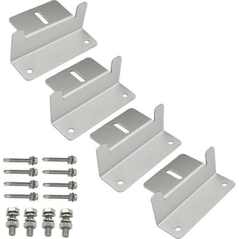 Kit de vis de fixation pour panneau solaire photovoltaïque en alliage d'aluminium, composé de 4 supports en Z, compatible avec les toits de camping-cars, de remorques et de bateaux. (1/5)
