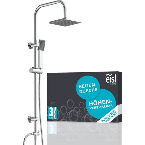 EISL Duschsystem ohne Thermostat Dusche Regendusche Edelstahl Brausestange H�henverstellbar Kopfbrause eckig mit Handbrause Dichtung zum Wasser sparen DX12004-A (1/5)