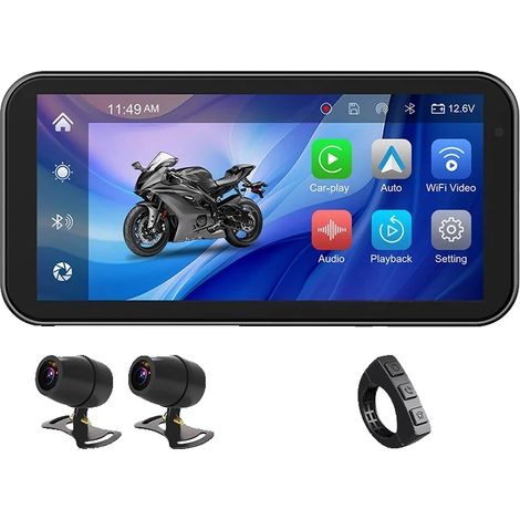 Navegador GPS para motocicleta, resistente al agua IP67, grabador de doble cámara, SS-MTF3 (1/2)