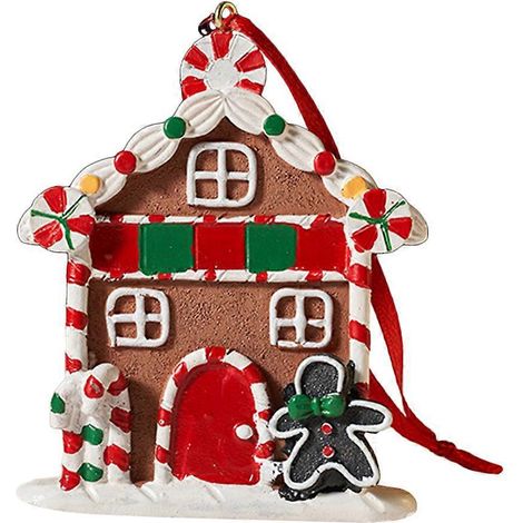 Ornement de Noël en résine représentant un pain d'épice, décoration à suspendre au sapin de Noël, cadeau idéal pour les fêtes-9X7X1CM (1/3)
