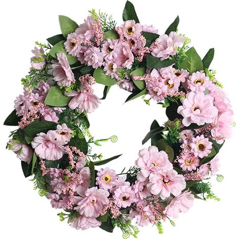 Guirlande Fleurie - Couronne Artificielle Pvc - Pour Porte Extérieure Intérieure Fenêtre Mur - Diamètre 45 cm - 1 Pièce (1/5)