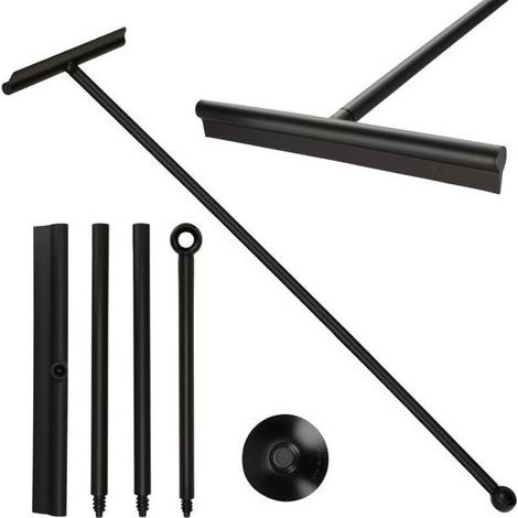 BRICOOMARKET Raclette de douche en silicone, manche réglable 3 positions (34,5-89 cm) avec support, feuille de caoutchouc de 30 cm pour sol et paroi de douche, auto-adhésive, accessoire de douche, noi (1/4)