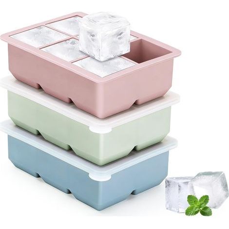 Bac a Glacon Glacons Moule Avec Couvercle Glaçon Gros Bacs à Glaçons Silicone 3 Pièces Ice Maker Cube Tray Reutilisable Diversification Congelation Puree Kitchen (1/5)