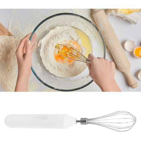 Grand batteur électrique à œufs, batteur à gâteaux et à crème, mousseur à lait portatif, mousseur à café, outil de pâtisserie haute puissance, blanc (1/5)