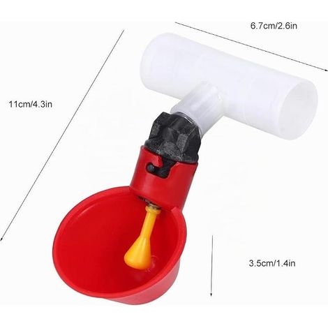 Chicken Water Cups Chicken Water Drinking Bowl Automatic Chicken Water Cups 1/2 Inch Chicken Feeding Tools Red for Chicks Ducks Geese (1/4)