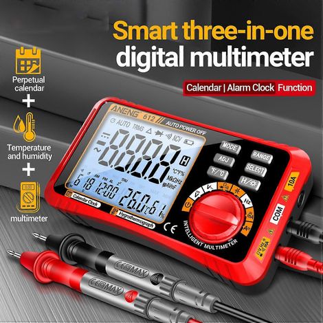 ANENG 612 Smart 3-in-1 Digitalmultimeter mit ewigem Kalender, Temperatur- und Feuchtigkeitsanzeige, Amperemeter und Voltmeter