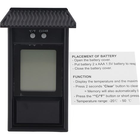 Hygromètre numérique intérieur thermomètre étanche testeur contrôleur température noir (1/5)