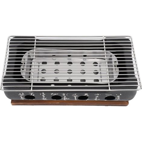 Barbecue japonais à charbon de bois rectangulaire, style calligraphie, chauffe rapide, base en alliage d'aluminium pour le camping, format XL. (1/5)