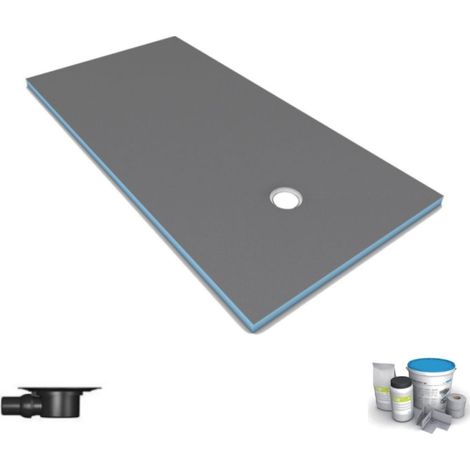 Wedi – Receveur de douche à carreler 200 x 100 cm – Écoulement excentré – Bonde horizontale incluse – Kit d'étanchéité 100% étanche